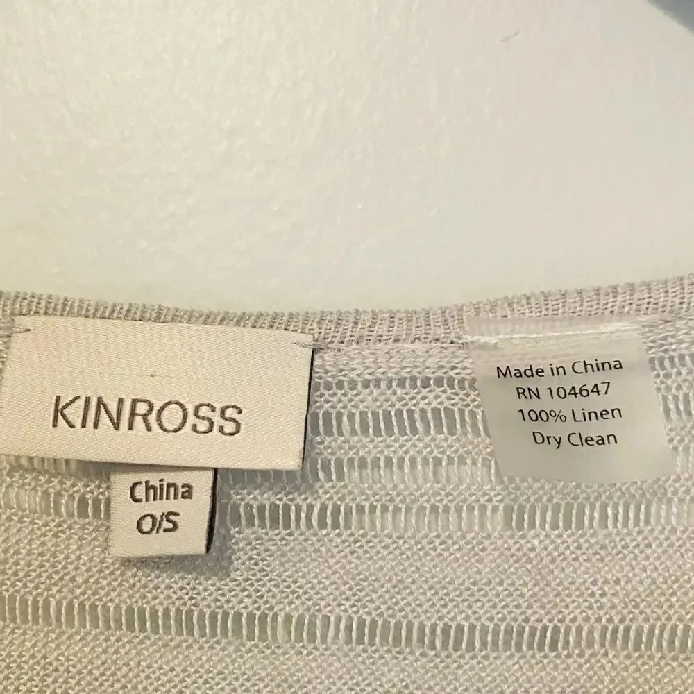 Kinross Fringe Openwork Linen Poncho One Size